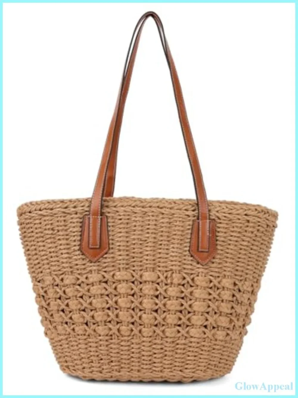 Women's Straw Shoulder Bag Rattan Woven Tote Handbag
